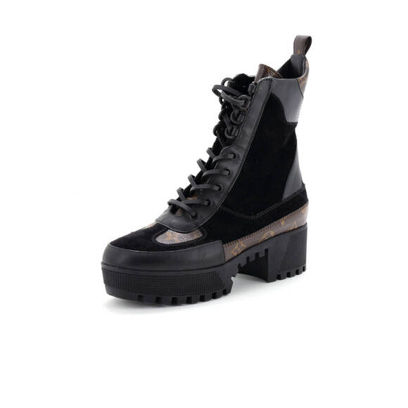 Louis Vuitton Shoes - Louis Vuitton Women's Laureate Platform Desert Boots Suede with Monogram Canvas